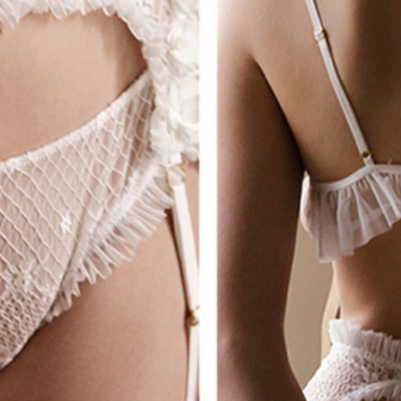 3 Set Lingerie Ruffle White Bra Suspender Panty - Picture 10 of 14